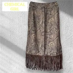 CHEMICALGIRL民謡の旅 レトロ Aライン フリンジ ロングスカート L