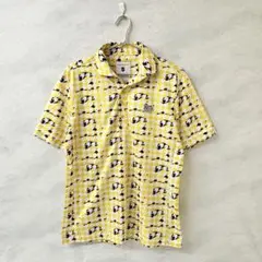 美品 EFFICACE HOMME 半袖ポロシャツ 総柄 イエロー 3