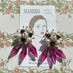 ラスト VINTAGE つぶつぶ パール ビーズ刺繍 VINTAGEビーズピアス