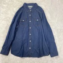 ペルソディア　大きいサイズ　デニム 長袖シャツ　キラキラボタン