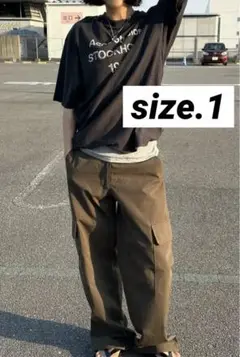 【サイズ1・カーキ】low rise cargo pants カーゴパンツ