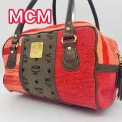 【極美品】希少★MCM ミニボストン マルチカラー プレート保護シール付