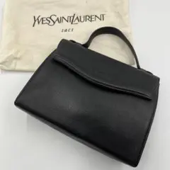 極美品 イヴ・サンローラン ハンドバッグ YSLロゴ レザー 黒 ブラック