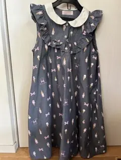 メゾピアノ アイスクリームプリント ノースリーブワンピース 140cm