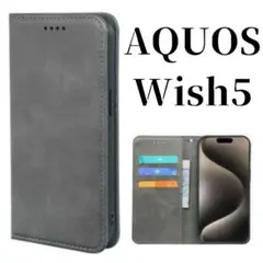 AQUOS Wish5 ケース 手帳型 スリム アクオス ウイッシュ5 グレー