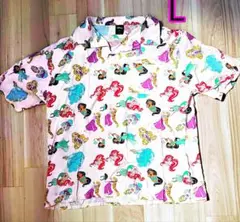 ディズニープリンセス総柄シャツLサイズ未使用品①DISNEYアロハシャツ