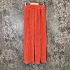 ✨Rafraf✨しまむら♡しわ加工ワイドパンツ♡オレンジ系♡楊柳((M)
