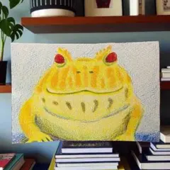 絵　イラスト　クランウェルツノガエル　ポストカード　アート　絵画　1点もの