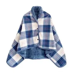 ひざ掛け ブランケット 膝掛け 着る毛布 80X130cm 軽量 (blue)