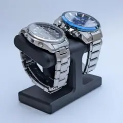【新しいデザイン】オシャレな2重時計スタンド（黒、マット）滑り止め付き
