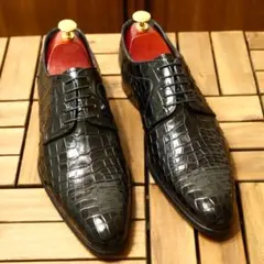 新品級✨DOLCEu0026GABBANA リアルクロコダイルダービー ブラック 革靴