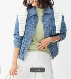 【美品】23区DENIM ストレッチジャケット大きめサイズ50(44・46向け)