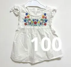 ノースリーブ　ホワイト　花　100cm