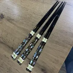若狭塗　天然木　貝細工　工芸品　高級箸　3膳、3本セット　未使用