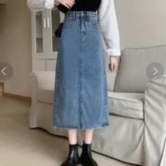 新品 ABITOKYO バックスリット デニム ロングスカート ブルー S