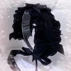 ♡ ヘッドドレス クロスリボン Black Heart ♡