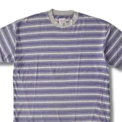 美品 90s イタリア製 ベネトン ブルー グレー マルチボーダー Tシャツ
