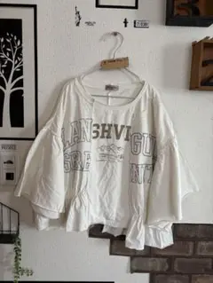 美品★切替ロゴTシャツ＊オフホワイト