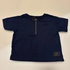 ネイビー 半袖 Tシャツ ジッパー付き