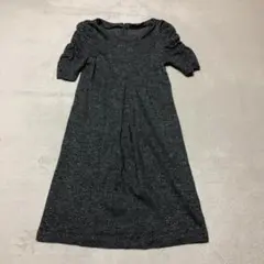 【匿名配送】ANAYI アナイ ツイード ワンピース 五部袖 38 グレー