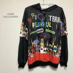 【CHRIS HALLOWEEN】　カラフル　パーカー フード　b116