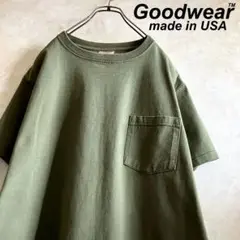 USA製 古着 グッドウェア ヘビーウェイト ポケットtシャツ カーキ L