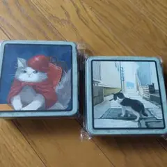 カルディ　レトロ猫スクエア缶