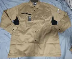 新品　長袖作業シャツ　キャメル　茶　4L　作業服　作業着　上　ジャケット