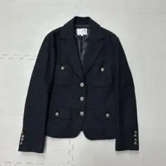 ブラック ステッチ ジャケット ドローコード ポケット きれいめ カジュアル 黒