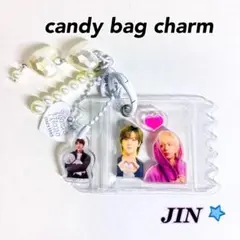 BTS JIN キャンディバッグ ハートパールキーリング白 ①
