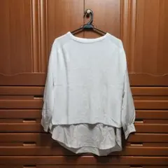 【人気メーカー】a.v.v ベスト付きブラウス Lサイズ ベージュ ホワイト