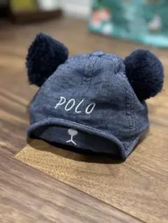 POLO クマ耳 ネイビー 帽子　42cm