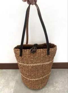 ストライプデザインかごバッグ★新品未使用