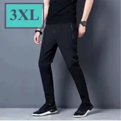 メンズ 冷感ストレッチパンツ 3XL ブラック スポーツ ユニセックス 黒