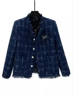 【ALUDE SELECT】blue check tweed jacket