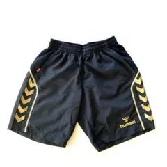 【hummel】ショートパンツ 黒 ゴールド　S