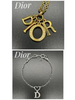 美品◎Dior ネックレス CD スイング 4連 ストーン ゴールド 男女可