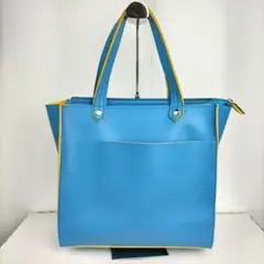 【正規品】ロメオジリ ハンドバッグ スクエア ブルー オレンジ 美品 合皮