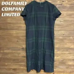 ♦︎【DOLFAMILY 】ブラックウォッチ チェック柄 半袖シャツワンピースM