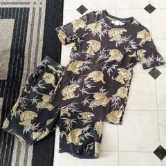 中古 H&M LOGG 虎柄 パターンTシャツ スウェットショートパンツ セット