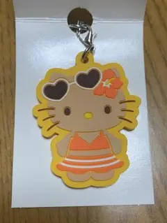日焼けキティ ラバーストラップ オレンジ ダイソー セリア