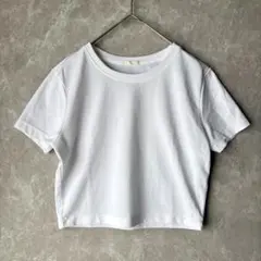 【トレンド♡】GU 白Tシャツ クロップド丈 無地 シンプル M スタイルアップ