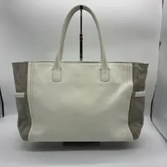 Agnès L. トートバッグ ホワイト/ベージュ