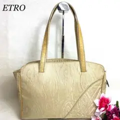 希少品✨エトロ トートバッグ ペイズリー柄 キャンバス レザー 肩掛け ベージュ