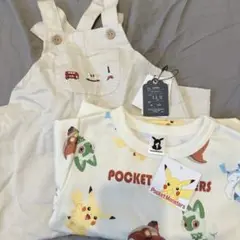 ポケットモンスター cottoli オーバーオール 裏起毛 90