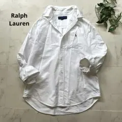 ラルフローレン　ポニー刺繍コットン100%シャツ　白 ボタンダウン　サイズL