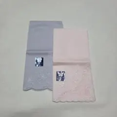 モリハナエハンカチ2枚セット（グレー・ピンク）