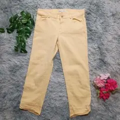 【組曲】裾タック入り イエローパンツ (2) 春コーデ M クロップド 無地