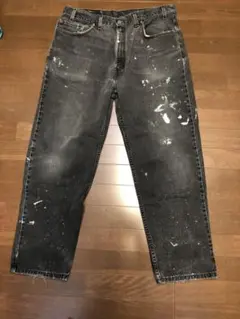90s levi's 550 ブラック　ペンキ　デニム