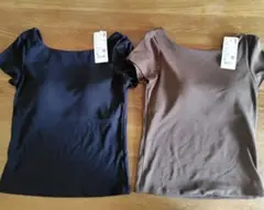 【ユニクロ】エアリズム　コットン　ローバック　ブラトップTシャツ　2色セットXS